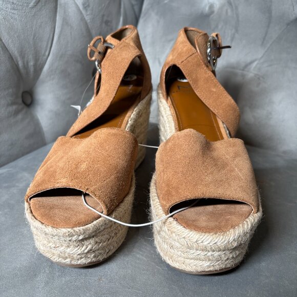 Marc Fisher LTD Suede Espadrille‎ Wedge Sandals Tan – Women’s 8.5 - Picture 4 of 6